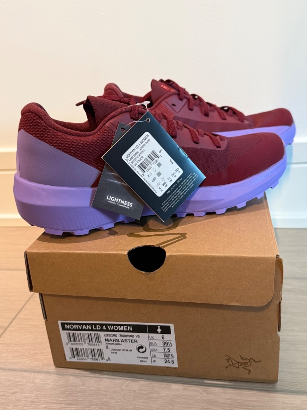 Arc’teryx Norvan LD 4 Women US 7.5 Mars/Aster - New in Box - Picture 2 of 4